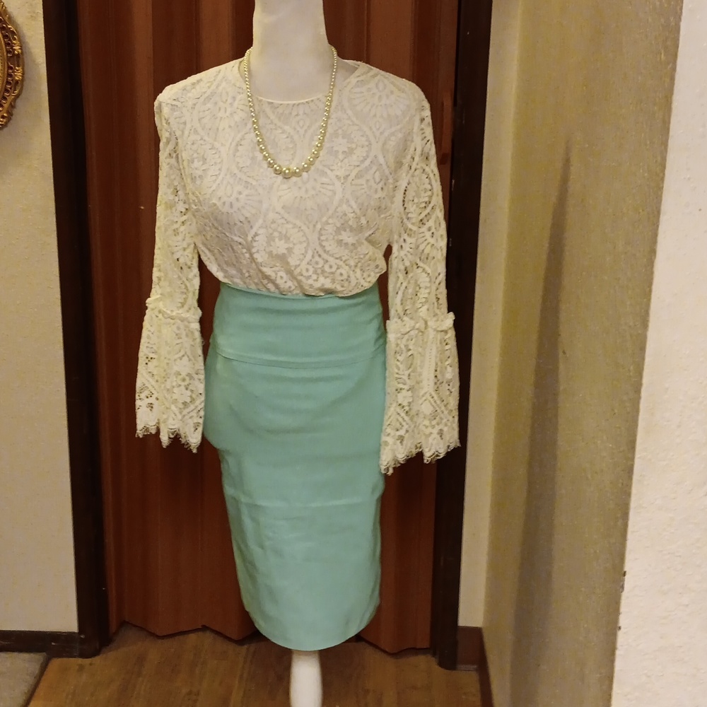 TOP 10 MINT GREEN BOW PENCIL SKIRT